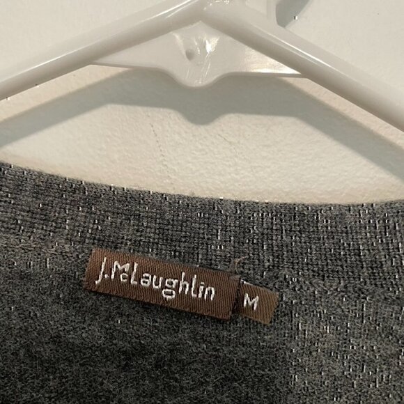 J.MCLAUGHLIN J MCLAUGHLIN Gray V-Neck 3/4 Sleeve MERINO WOOL Cardigan Sweater M - Picture 4 of 11
